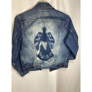 Levis Upcyled Jean Jacket XL Denim Trucker Faded Biker Street Rock 80s 90s Y2K